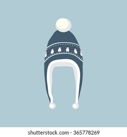 Winter wool hat icon. Knitted cap isolated. Vector illustration