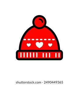 winter wool hat ,  pom-pom cao- vector icon