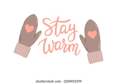 Winter woolen mittens lettering flat design vector - Powered by Shutterstock - Get 15% off with code: PIKWIZARD15