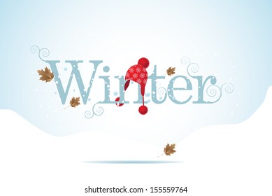 Winter word design element background. EPS 10 vector, grouped for easy editing. No open shapes or paths.