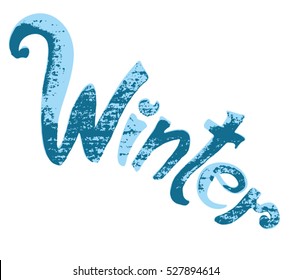 Winter word design. Hand drawn winter template for design.