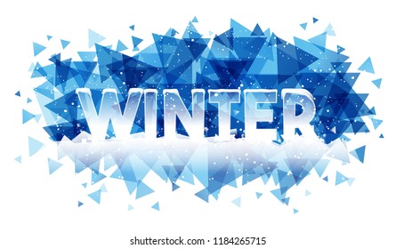 Winter word on ice background. Creative banner card