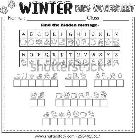 Winter worksheet for kids : Find the hidden message.
