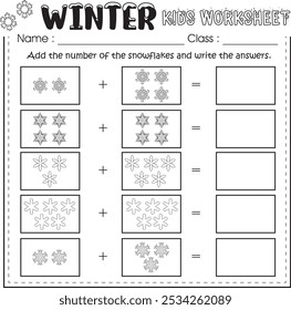 Hoja de trabajo de invierno (matemática): Adición