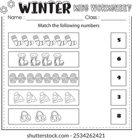 Arbeitsblatt Winter (mathematisch): mit den Antworten übereinstimmen.