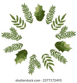 El invierno с la navidad fue coronada con ramas de abeto, mistletoe, pino y abeto. Diseño para tarjetas de invitación de vacaciones, afiche, banner, tarjeta de saludo, postal, embalaje, impresión. Ilustración vectorial.