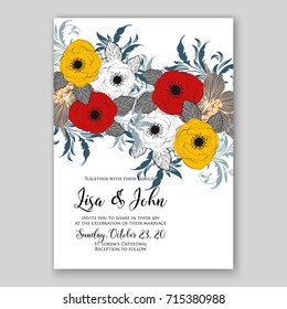 Winter wreath poinsettia wedding invitation template