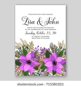Winter wreath poinsettia wedding invitation template