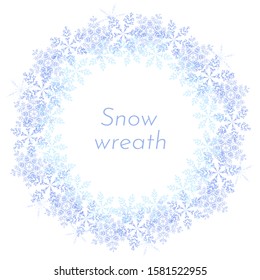 Winter wreath of snowflakes on a white background. Vector christmas illustration.