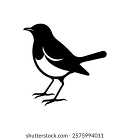 Winter wren bird silhouette icon vector illustration design on white background.