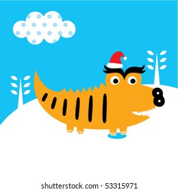 winter xmas crocodile monster