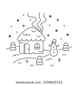 Winterurlaubskonzept im einfachen Linienstil