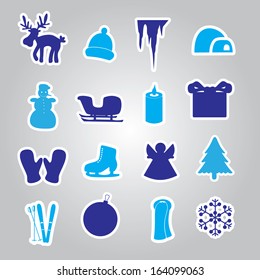 winter and xmas icon stickers eps10