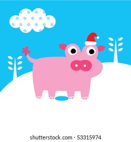 winter xmas pig