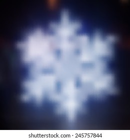 Winter Xmas snowflake in bokeh style. Vector mesh illustration 