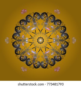 Winter yellow, gray and white christmas snow flat crystal element. Vector. Snowflake vector icon background. Weather illustration ice collection. Xmas frost snow flake isolated silhouette symbol.