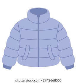 Winter zipped down jacket padded clothing isolated vector illustration on white