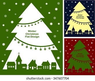 winter,christmas tree flat vector
