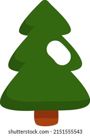 Wintere tree in summer, illustration, vector on a white background.