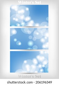 Winter's Set Of Soft Bokeh Background Vector Illustration