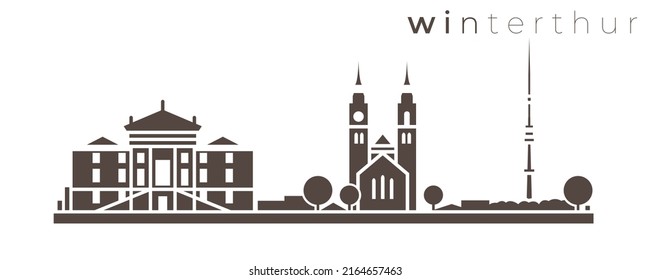 Winterthur Simple Monochrome Stylish Skyline