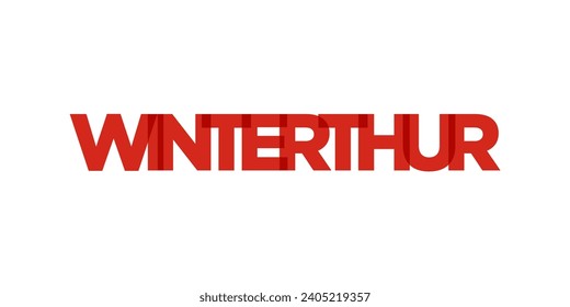 Winterthur in the Switzerland emblem for print and web. Design features geometric style, vector illustration with bold typography in modern font. Graphic slogan lettering isolated on white background.
