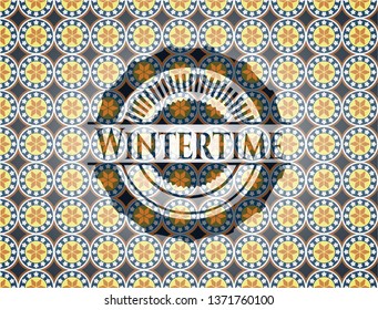 Wintertime arabesque style emblem. arabic decoration.
