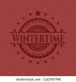Wintertime retro style red emblem