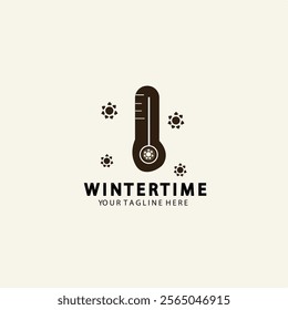 Wintertime thermometer logo line art vector simple illustration template icon graphic design