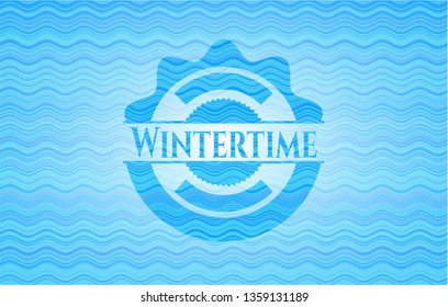 Wintertime water representation emblem.