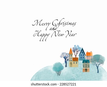 Wintertime. Watercolor vector background