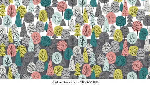 Wintery vector seamless woody print design.