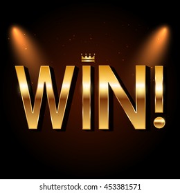 WIN!,Text golden banner - vector illustration