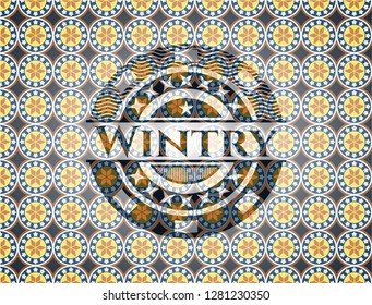 Wintry arabesque style badge. arabic decoration.