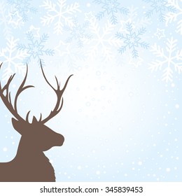 Wintry Background with Deer