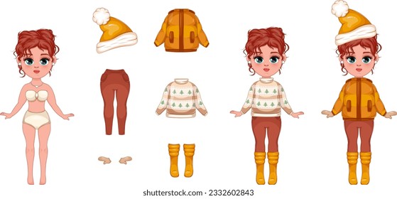 Wintry Chic. Fashionable Girl in Cozy Winter Attire