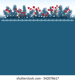 Wintry Christmas Background with Fir Twigs