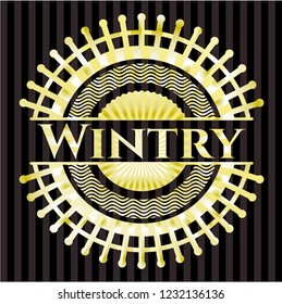 Wintry golden emblem or badge
