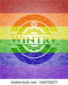 Wintry on mosaic background with the colors of the LGBT flag