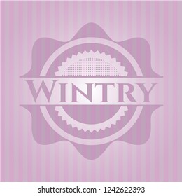 Wintry pink emblem. Vintage.