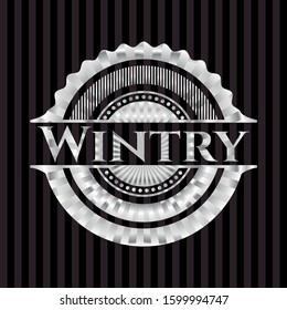 Wintry silver badge. Vector Illustration.