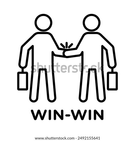 Win-win business deal icon linear logo mark in black and white