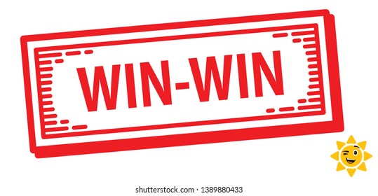 win-win concept, red rubber stamp 