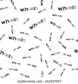 Win-Win Hand Drawn Lettering Seamless Pattern. Vector Illustration Quote. Handwritten Inscription Backdrop Phrase for Office, Presentation, T-shirt Print, Cover, Case.