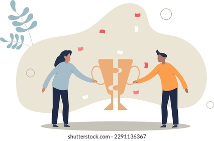 Win-win situation, agreement or solution to win together, solution for best result, teamwork to help success and achieve goal together concept.flat vector illustration.