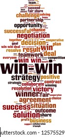 Win-win word cloud concept. Vector illustration