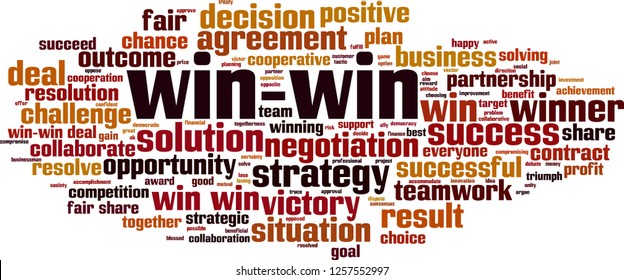 Win-win word cloud concept. Vector illustration