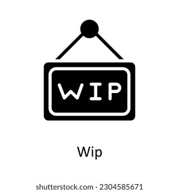 Wip vector   Solid Icon Design illustration. Work in progress Symbol on White background EPS 10 File