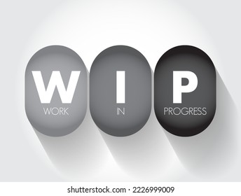 WIP - Work In Progress an unfinished project that is still being added to or developed, acronym concept background