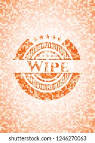 Wipe abstract orange mosaic emblem with background